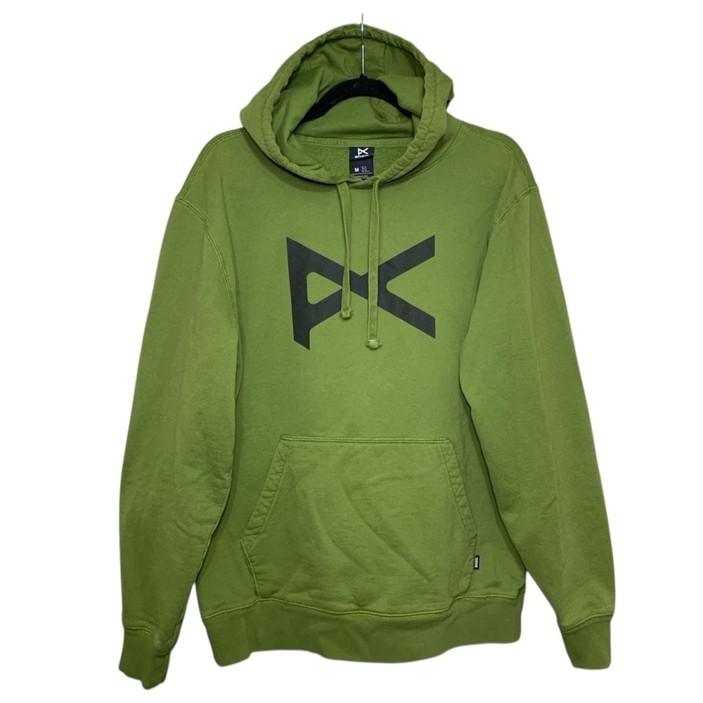 Anon Pullover Hoodie Green Black Logo Anonymous Sz M Kangaroo Pocket Snowboarder